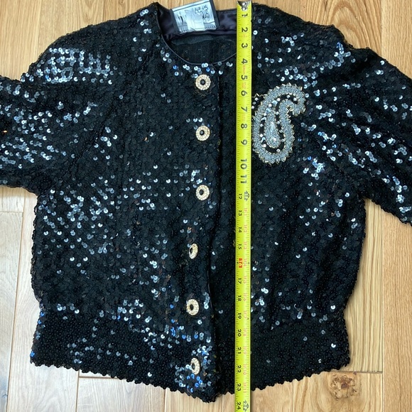 Vintage Neiman Marcus Black Sequin Cardigan/jacket XL - Picture 10 of 14